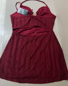 Red Textured Blouse with Starfish Accent