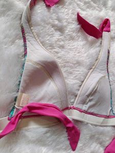 Vibrant Print Halter Bikini Top