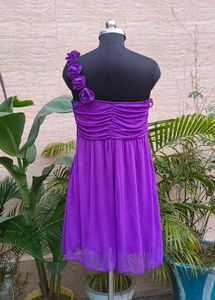 Chic Purple One-Shoulder Ruffled Dress