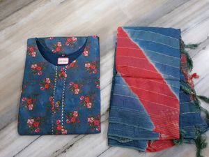 Blue Color Heavy Muslin Kurti