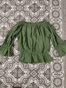 Green Off-Shoulder Blouse