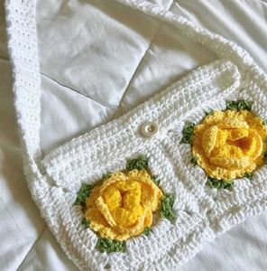 Crochet Rose Bag with Floral Detail