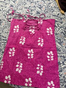 Vibrant Pink Leaf Print Blouse