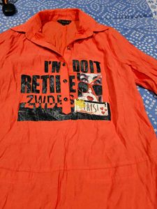 Orange Graphic Print Tunic t shirt dress imported