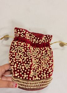 Shadi Embellished Velvet Potli Bag