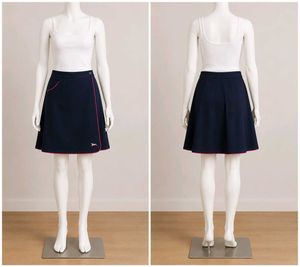 🪻Navy Blue A-Line Skirt with Pink Trim