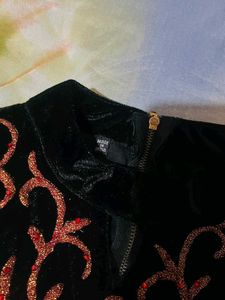 Black Velvet Embroidered Blouse