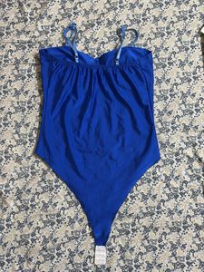 Blue Sleeveless Corset style Bodysuit