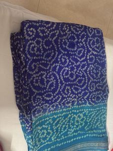 Beautiful Blue Bandhani Saree