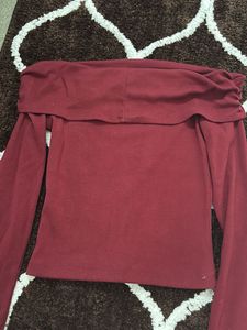 Maroon Off-Shoulder Top