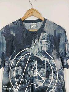 Greyish Blue Graphic Printed T-Shirt ( Men's)