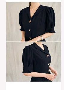 Vintage Black Button-Up midi dress