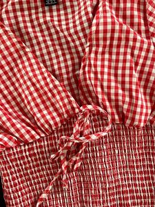 Red Gingham Tie Front Top