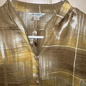 Vintage Brown Floral Print Blouse