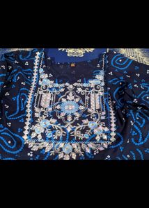 Elegant Navy Bandhni print Kurta with embroidery