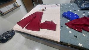 Maroon Embellished Kurta Set