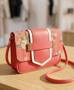 Chic Red Floral Crossbody Bag