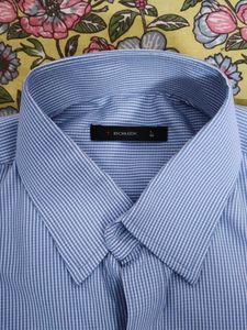 Men's Blue Striped Dress Shirt