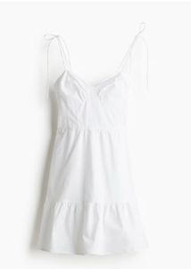 Tie-Top White Poplin Summer Dress