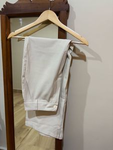 Beige Wide Leg Trousers