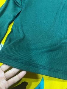 Green Ribbed Long Sleeve Top
