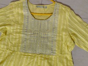 Elegant Yellow Shiny Kurta 💛 ☀️