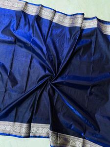 Exquisite satin silk plane saree with rich pallu