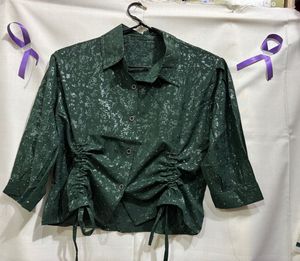 Stylish Emerald Green Textured Blouse