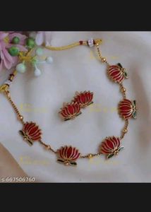 Elegant Lotus Necklace &amp; Earring Set