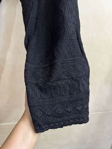 Embroidered Navy Blue Palazzos