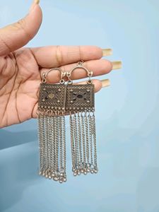 Silver Oxidised Heavy Earrings