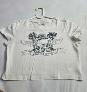 Graphic Print H&amp;M Cropped T-Shirt S