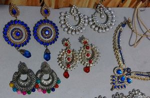 4 Earrings, And 2 Necklace