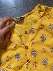 Yellow Printed Kurta