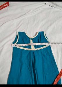 Teal Blue Top &amp; White Pants Set for Girls