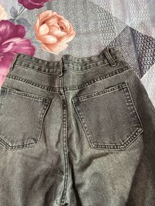 Washed Grey Wide Leg Ripped Jeans