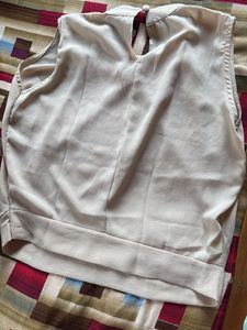 Elegant Beige Sleeveless crop Top