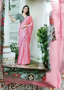Elegant Pink Saree with Blouse Piece