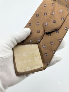 GIVENCHY Silk Necktie Brown Geometric Pattern