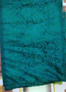 Elegant Teal Floral Lace Saree