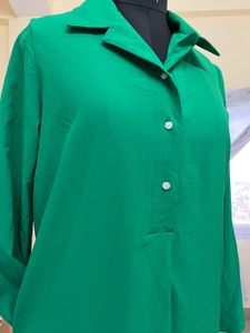 Vibrant Green Shirt Dress