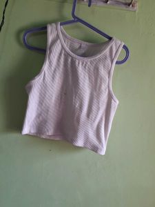 White Sleeveless Crop Tank Top