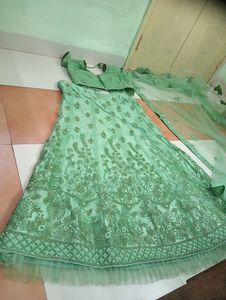 💚 Pista Green ,Lehenga With Padded Blouse Nd Duppta