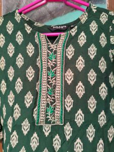New Green Kurta with White Print