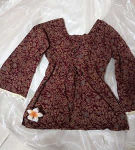 Maroon Printed Kurta with Shells
