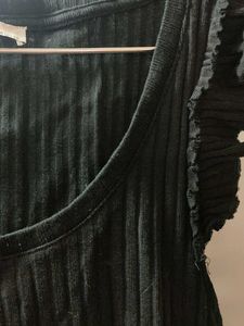 Black Ruffle Sleeve Top