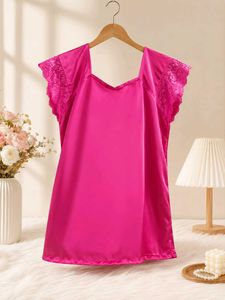 Satin Lace Trim Pajama Set