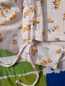 Floral Print Crop Top with Drawstrings