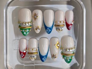Navratri Festive Multicolor 3D Press-On Nails