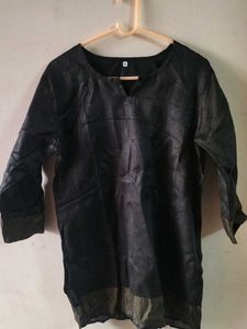 Black Kurta with Printed Dupatta